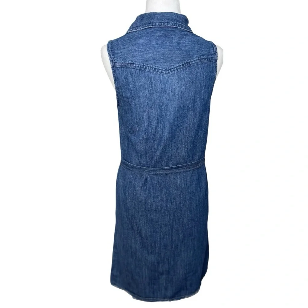 Universal Thread Blue Button Sleeveless Down Raw Hem Denim Dress XSmall Casual - Picture 3 of 11